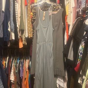 Lani California Striped maxi tank dress with adjustable straps teal & gray SZ XL